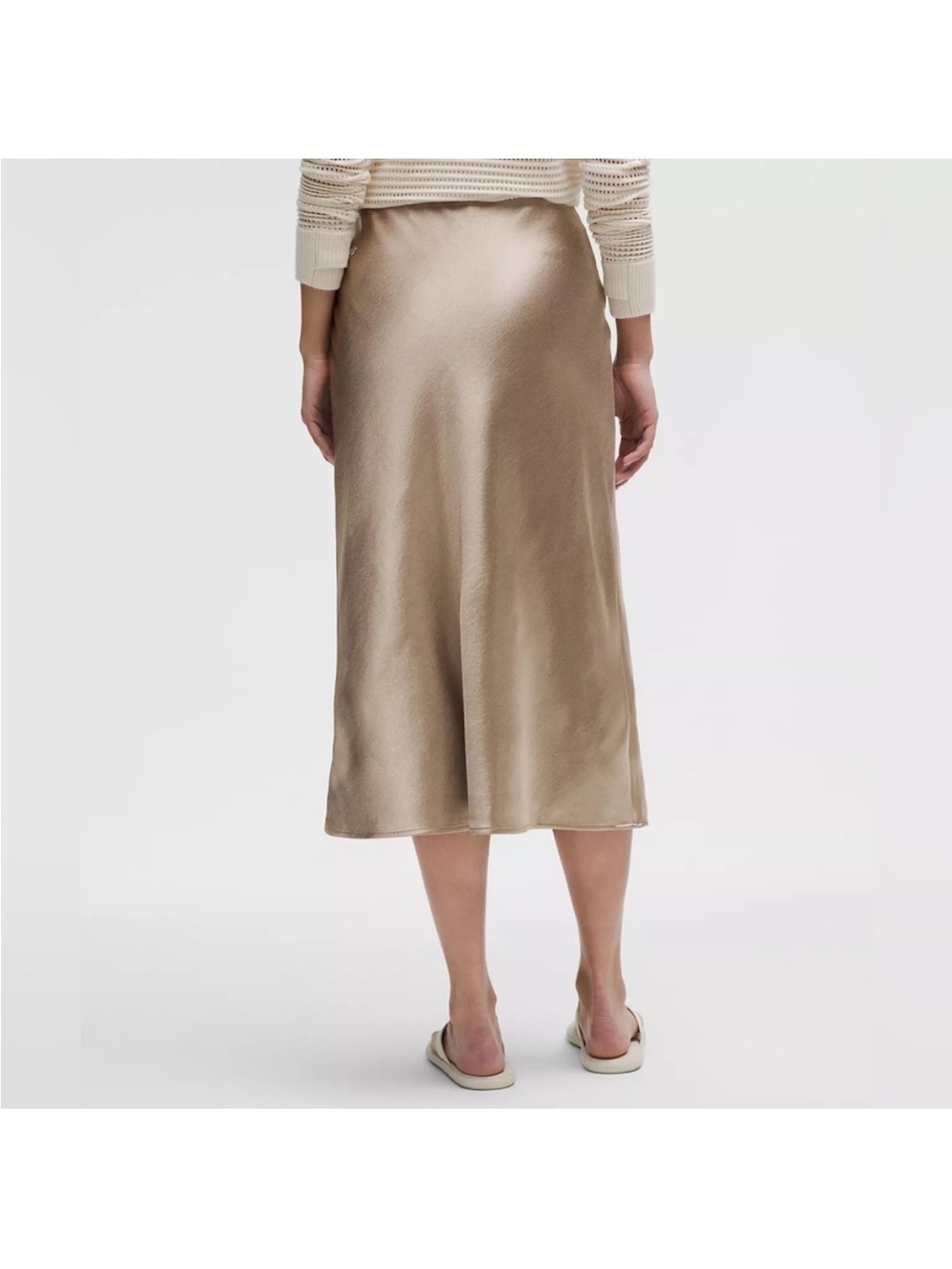 NWT Lululemon Beige Satin Midi Skirt- Size M - Picture 3 of 11